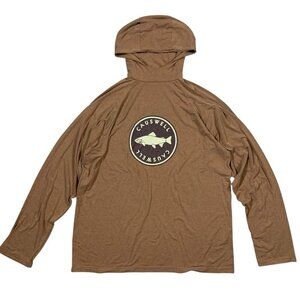 Causwell Brown Lightweight Fishing Hoodie Logo Graphic Shirt XXL Men’s